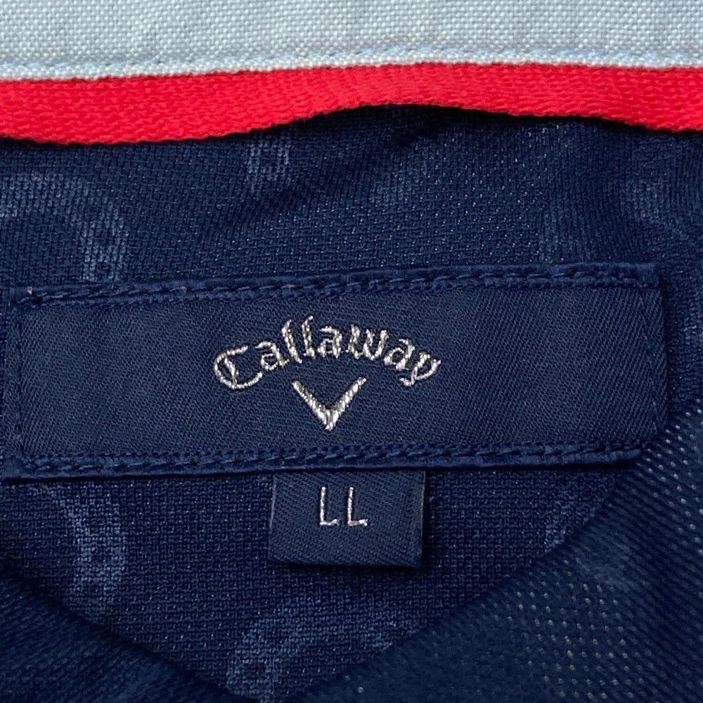 サイズ：LL CALLAWAY キャロウェイ  長袖ポロシャツ ボタンダウン 総柄 ネイビー系 [240101445524] ゴルフウェア メンズ ストスト CALLAWAY キャロウェイ 長袖ポロシャツ ボタンダウン 総柄