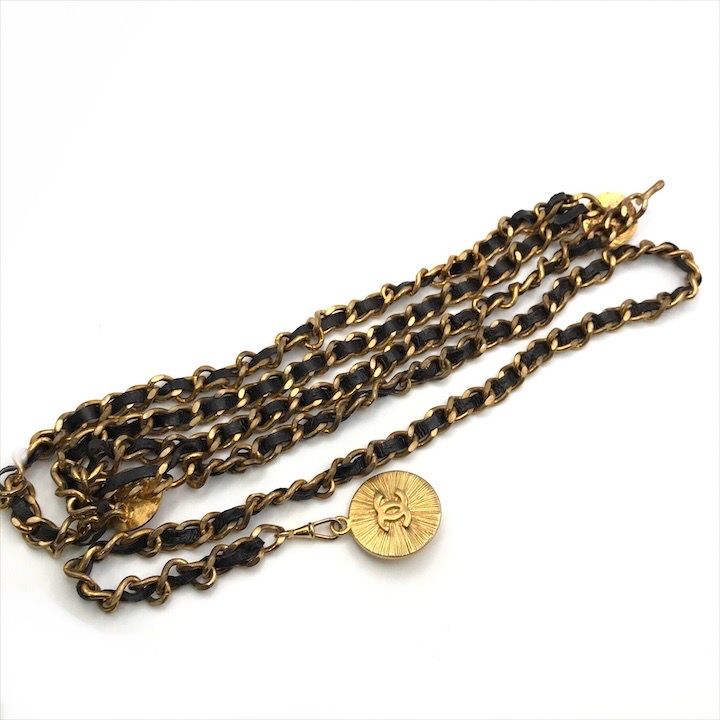 良品 CHANEL シャネル チェーン ベルト ライオンモチーフ ココマーク レザー ゴールド ブラック m12194 良品 CHANEL シャネル チェーン ベルト ライオンモチーフ ココマーク
