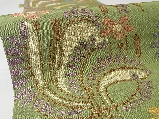 平和屋本店□極上 洛風林 工芸帯地 六通柄袋帯 枝花 金糸 正絹 逸品  