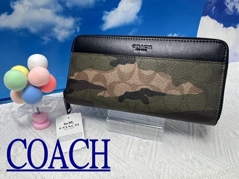 コーチ 財布 COACH 長財布 シグネチャー マホガニー ダークグリーンカモフラージュ 迷彩 新生活 年度末 プレゼント 贈り物 ギフト 財布 メンズ 新品未使用 ブランド ファッションB155 F87189 13