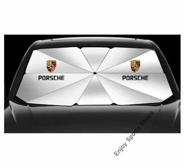 新品 ポルシェ  傘型 サンシェード 車用サンシェード 日よけ フロントカバー ガラスカバー ワンタッチ折り畳み式 144x73cm