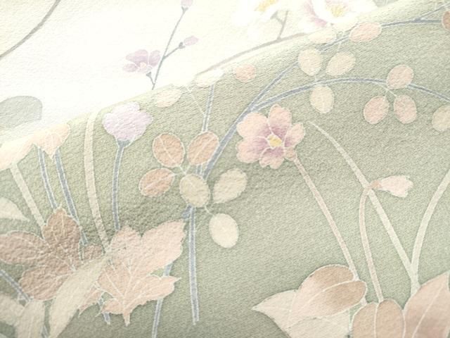 平和屋着物○訪問着 友禅 作家物 枝花文 暈し染め 正絹 逸品
