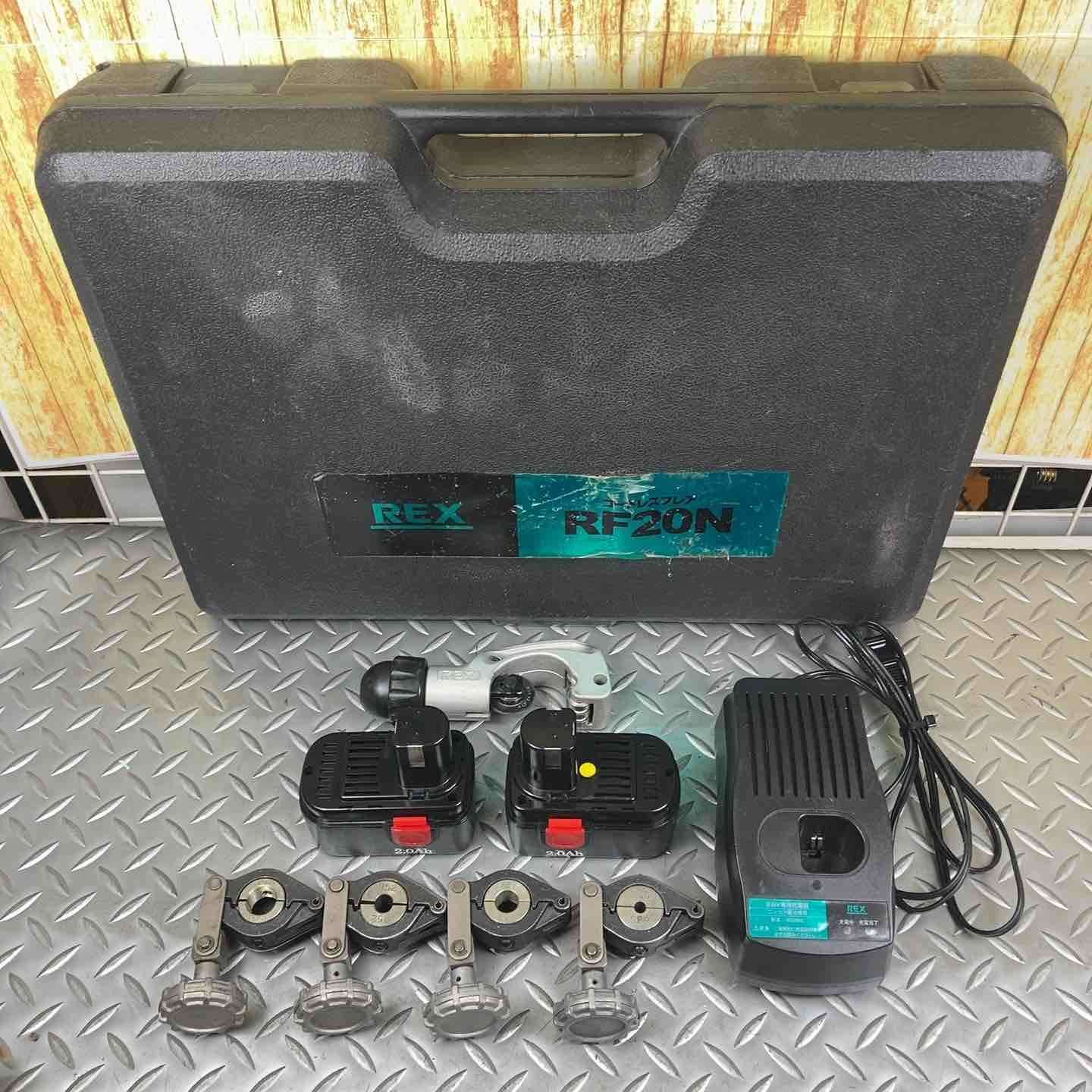 中古品 REX レッキス工業 10.8V コードレス フレア 1.5Ah⁄2.0Ahバッテリ×