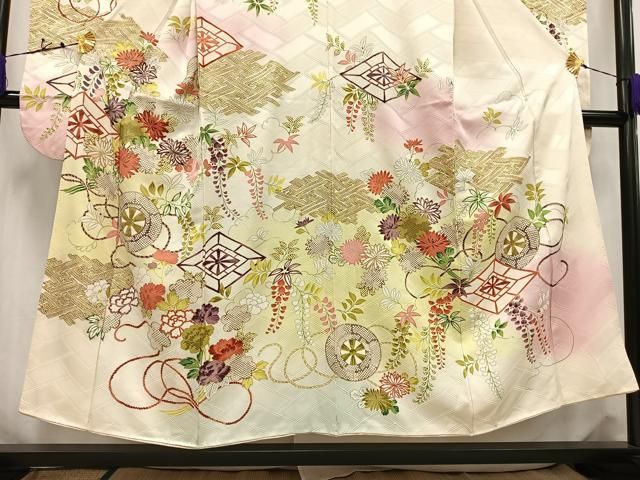 平和屋着物□豪華振袖 花車文 暈し染め 金彩 正絹 逸品