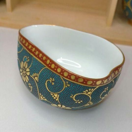 中田龍山 十碗煎茶器揃 青粒唐草 九谷焼 高堂錦手 花詰 九谷極彩