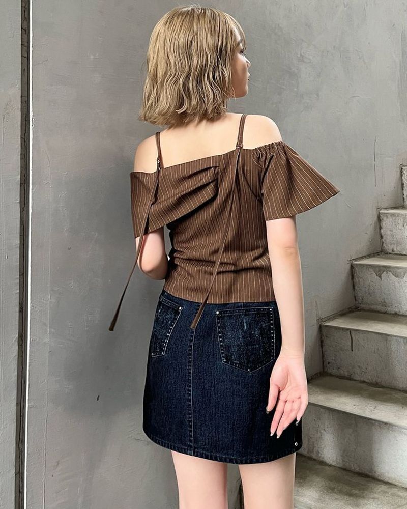 フロッキーデニムミニスカート 012550800201