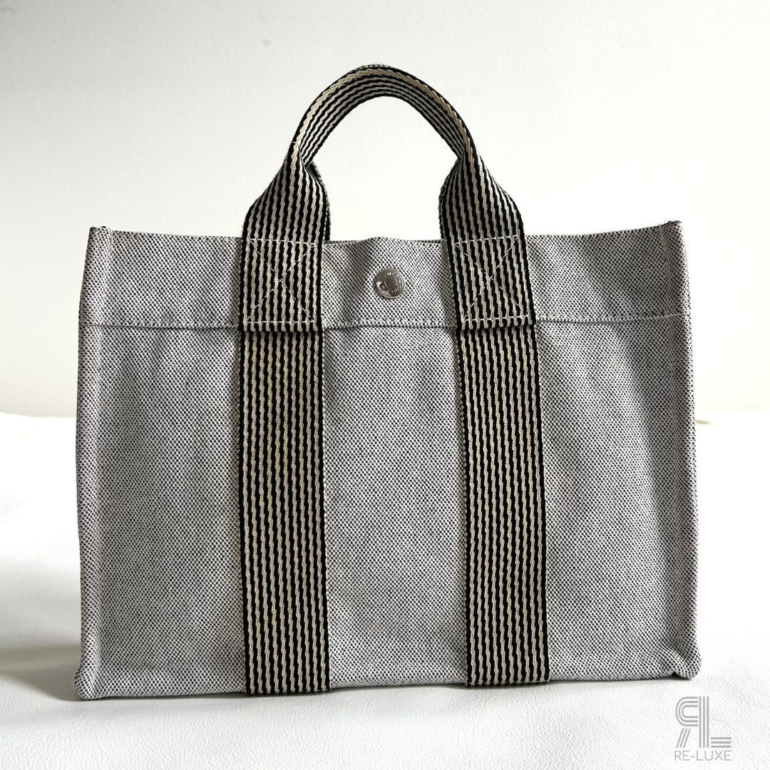 状態良好✦HERMES ニューフールトゥ PM「グレー×BLACK」トート - メルカリ
