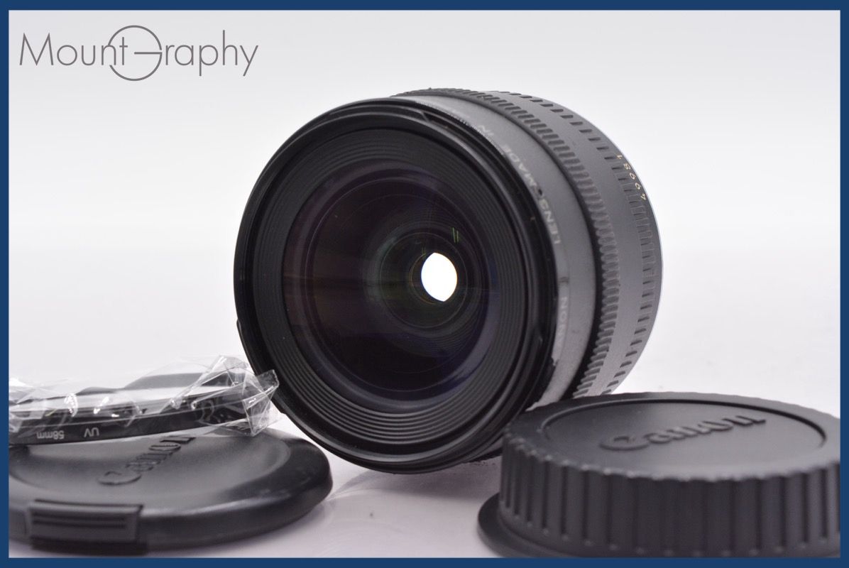 上 キヤノン Canon LENS EF 24mm F2.8 前後キャップ-レンズフィルター付 完動 同梱可 am249