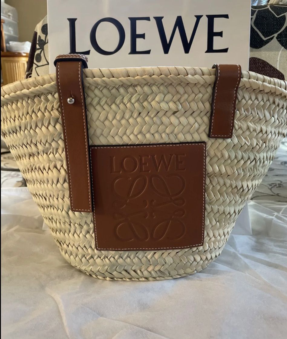 LOEWE M ロゴ ラフィア トートバッグ 籠バッグ Mサイズ カゴ