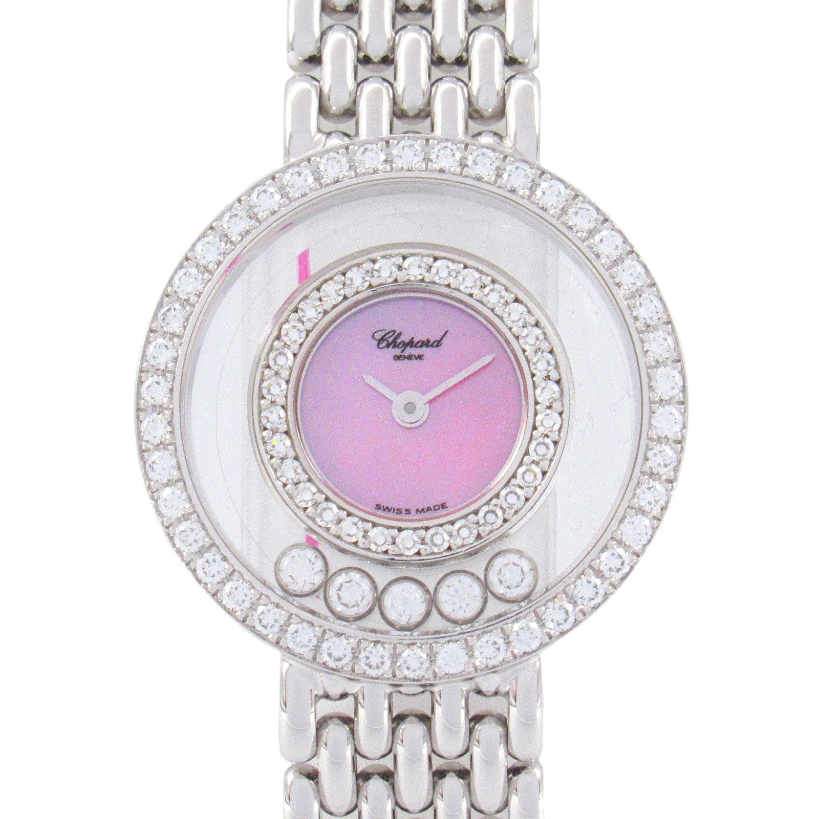 ショパール Chopard 腕時計 ハッピーダイヤモンド ベゼルダイヤ 20/5691 ピンクシェル K18WG（ホワイトゴールド） ハッピーダイヤモンド ベゼルダイヤ レディース Used A