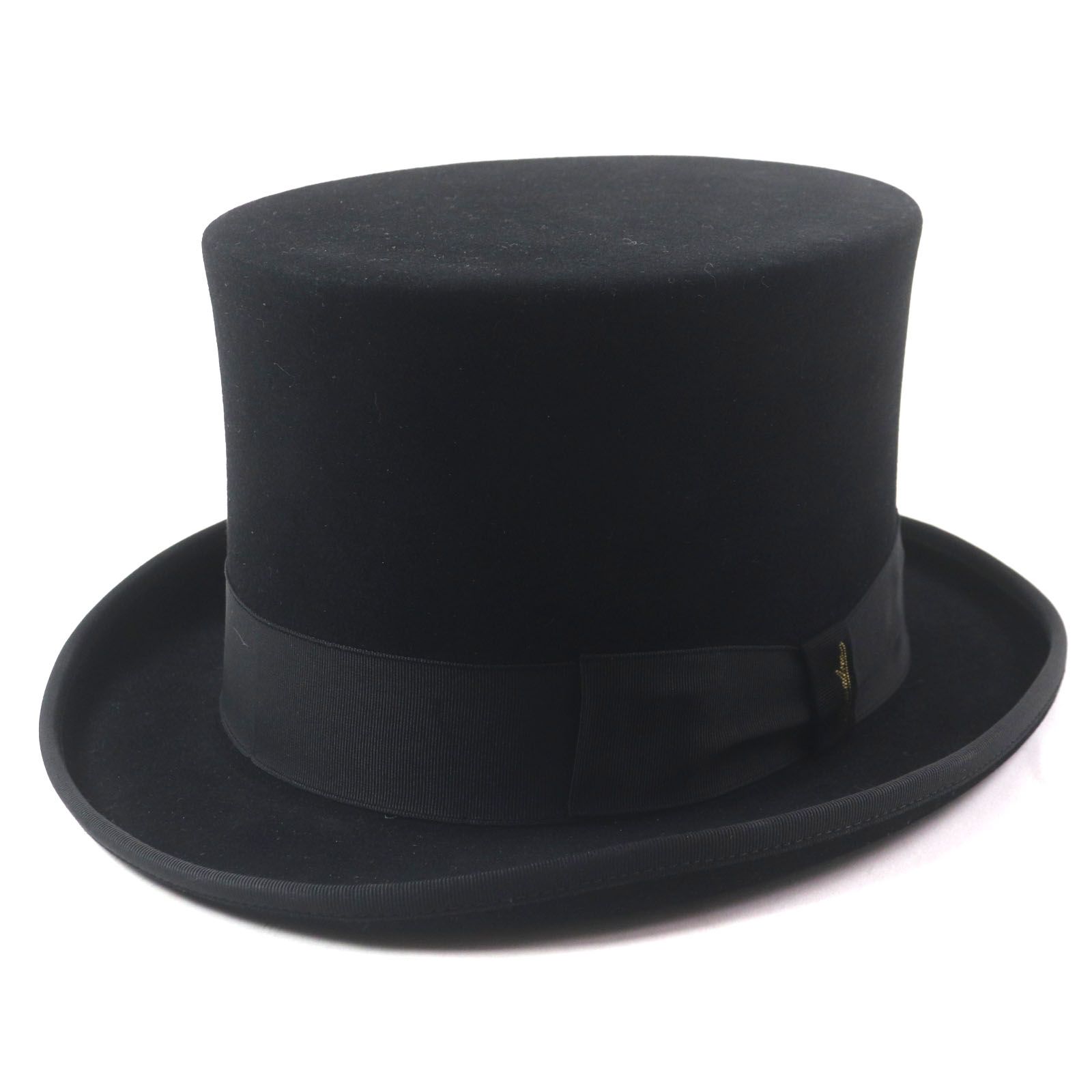 Borsalino ボルサリーノ 160101-0421 クァリタ スーペリオーレ ラビットファー ロゴ入りリボン フェルトハット ブラック 60 イタリア製 メンズ