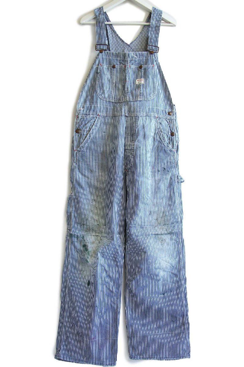 60s Penneys BIGMACビッグマック ペンキ飛び ヒッコリー ストライプ オーバーオール W36 ビンテージ ペインター パンツ ボロ
