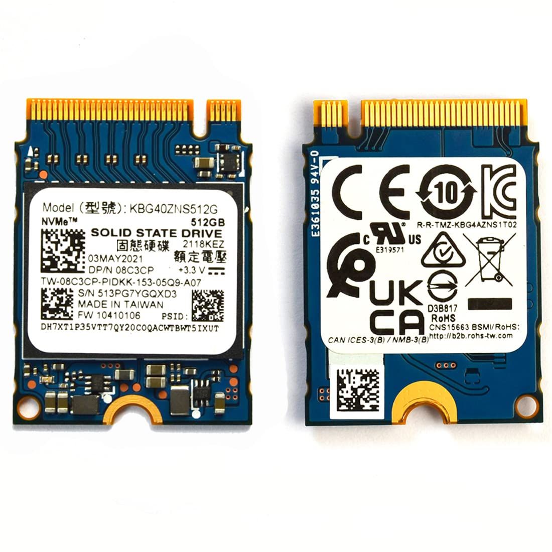 512GB PCIe Nvme M.2 2230ソリッドステートドライブ（KBG40ZNS512G