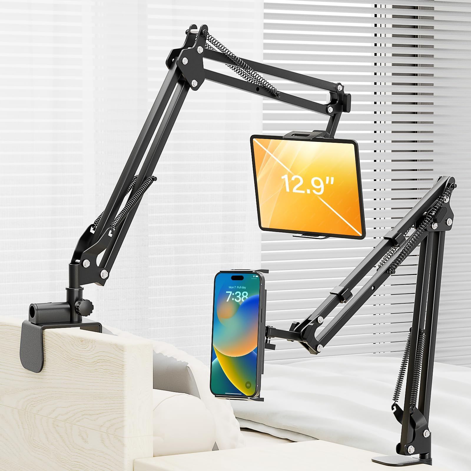 【在庫処分】4.5-13インチに対応 Pro/N-Switch iPad/iPhone/Android/iPad ホルダー kindle 縦横両対応 360回転ホルダー スタンド 日本語取扱説明書 スタンド スタンド 卓上 自由に調整 寝ながら ベッド タブ