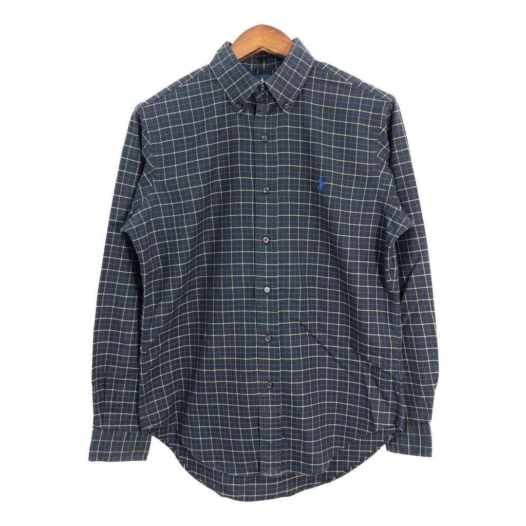 Polo by Ralph Lauren ポロ ラルフローレン ボタンダウン 長袖シャツ チェック ブラック (メンズ S) 中古 古着 R7393