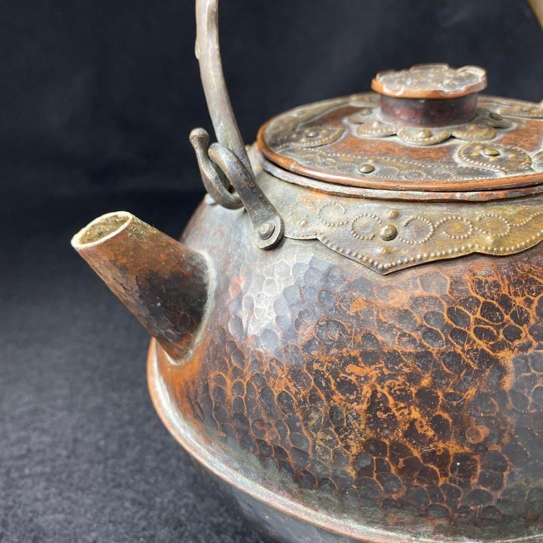 モール鉄砲口 銅瓶湯沸 355g 持ち手込高さ約17㎝ 東Y6-0726