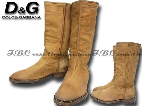 ☆DOLCE&GABBANA☆ドルガバD&Gロングレザーブーツ41.5☆ベージュ 