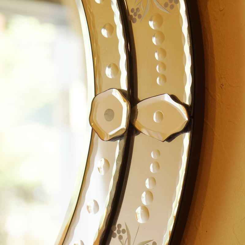 鏡 壁掛け ベネチアンスタイルミラー ハート型 エッチングミラー 