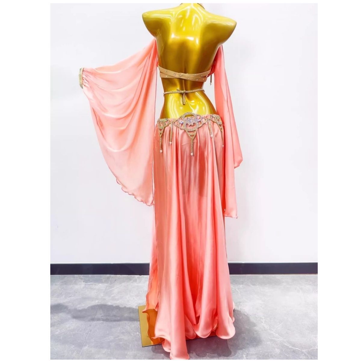 ベリーダンス セット シルキー光沢 ロングスカート セット パフォーマンス コスチューム スパンコール ストーン 2 選択 LLC-HASEGAWATOSO_COM