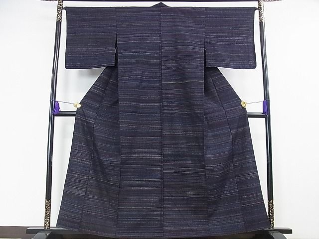 平和屋本店□希少 本場結城紬 重要無形文化財 永井千代子作 単衣
