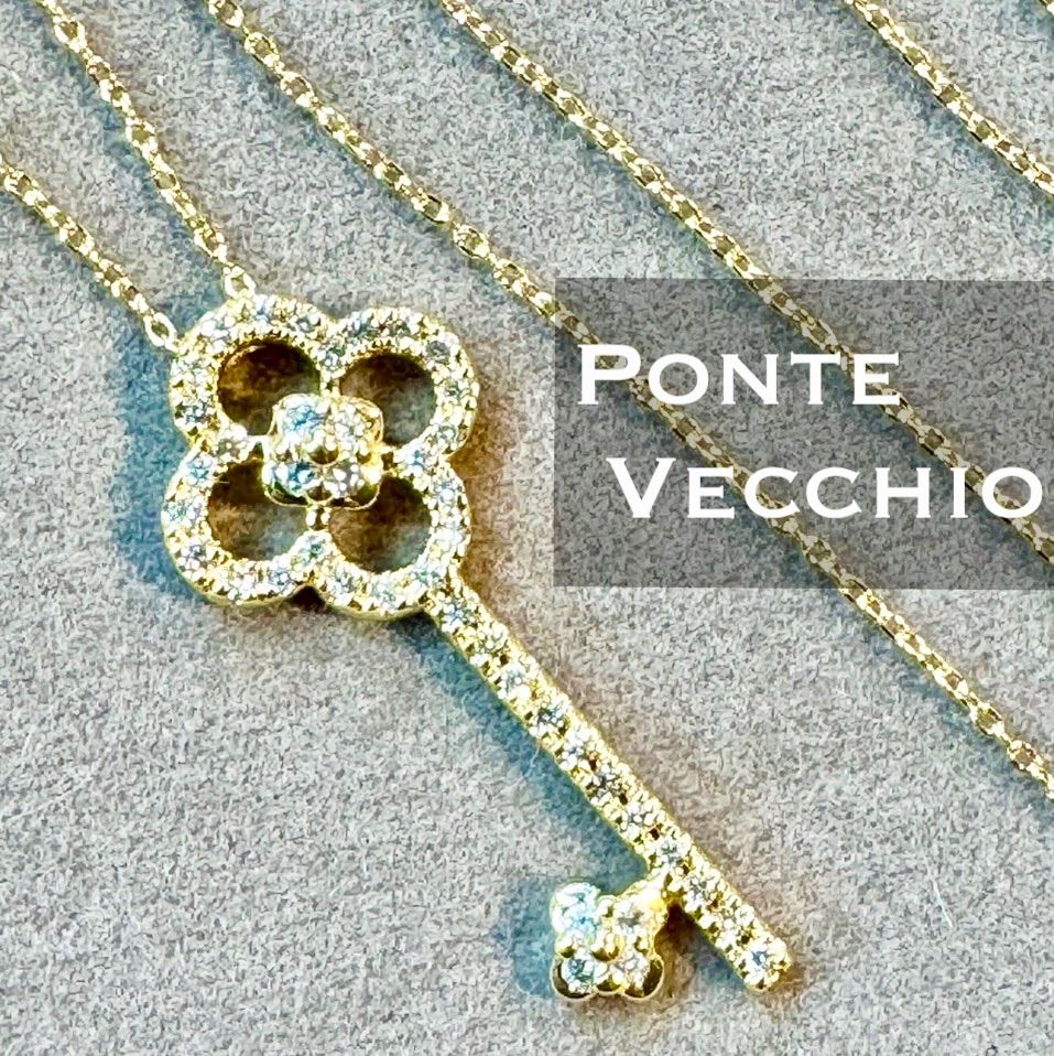 ポンテヴェキオ◇K18YG*エントラータダイヤモンドネックレス*鍵*かぎ