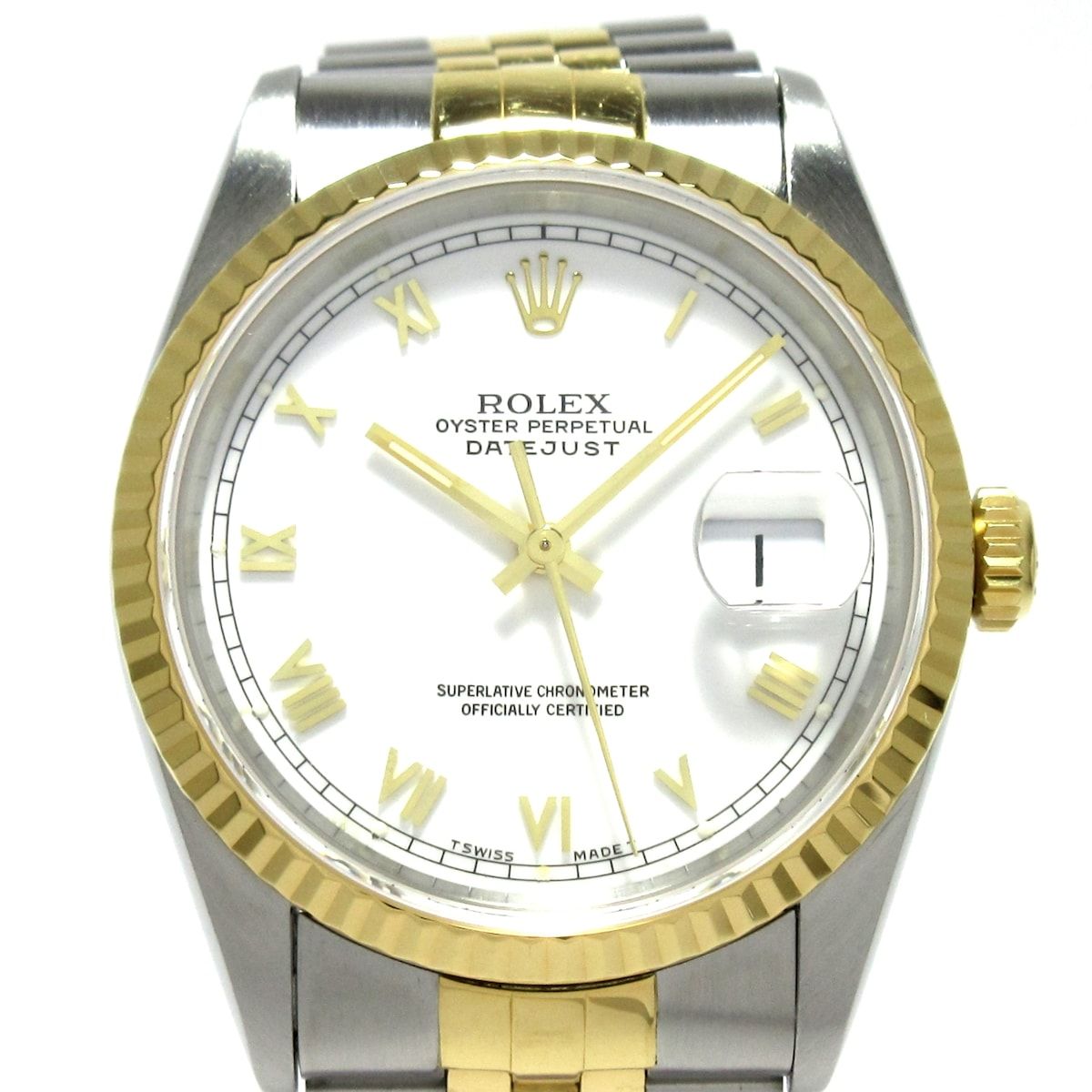 ROLEX(ロレックス) 腕時計 デイトジャスト 16233 メンズ SS×K18YG/22コマ/ジュビリーブレス/ローマインデックス 白