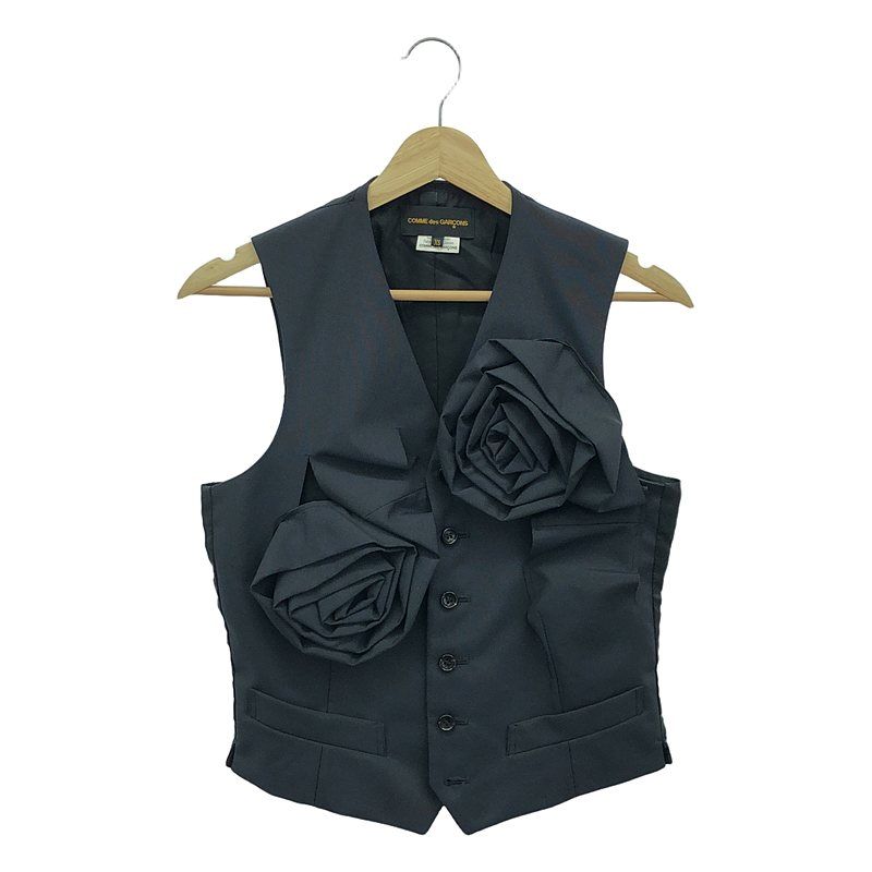 COMME des GARCONS / コムデギャルソン | 2013AW | ドッキングフラワー ベスト ジレ | XS | ブラック | レディース COMME des GARCONS / コムデギャルソン | 2013AW | ドッキングフラワー