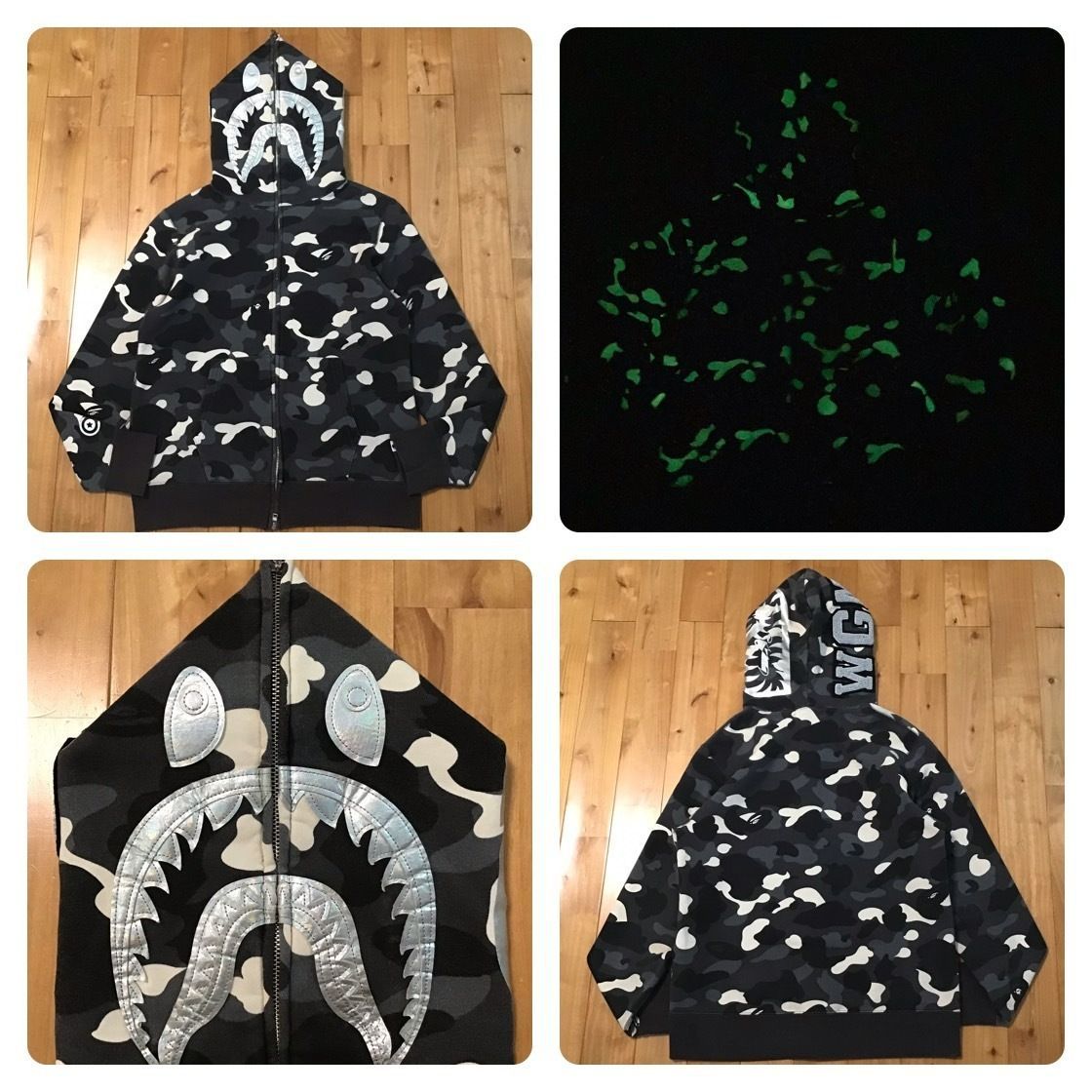 ☆蓄光☆ City camo シャーク パーカー Mサイズ shark full zip hoodie