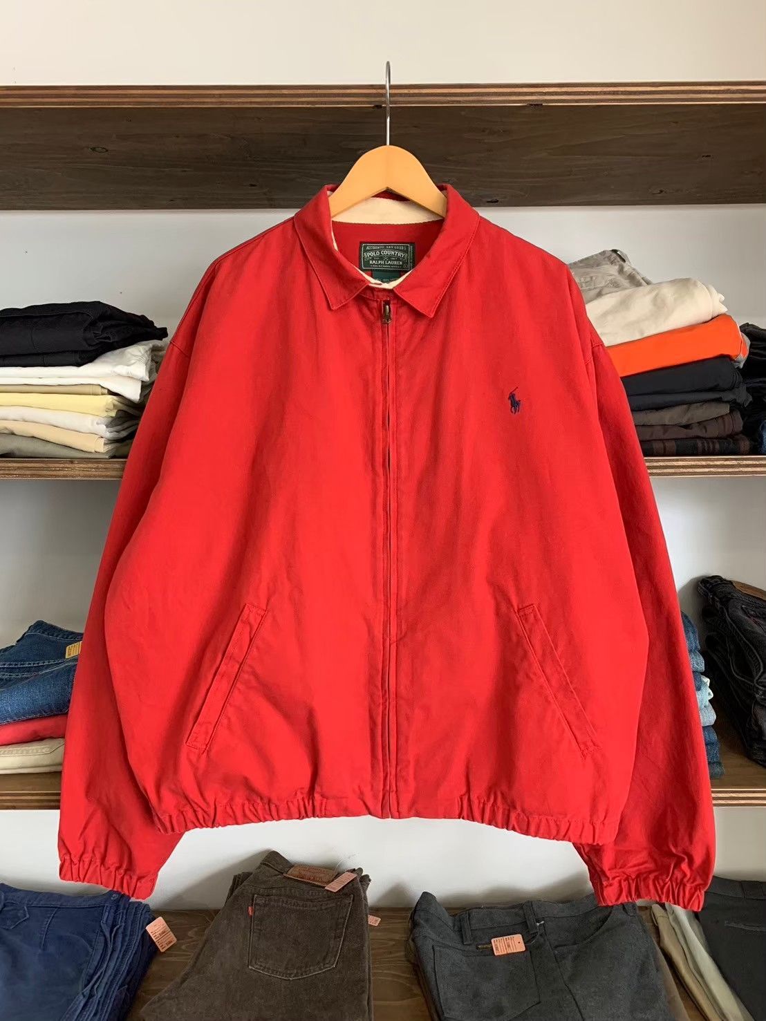 90s POLO COUNTRY ポロカントリー ドリズラー　ジャケット　L 90s Polo Country Hickory Stripe Drizzler Jacket 青白 M ポロ