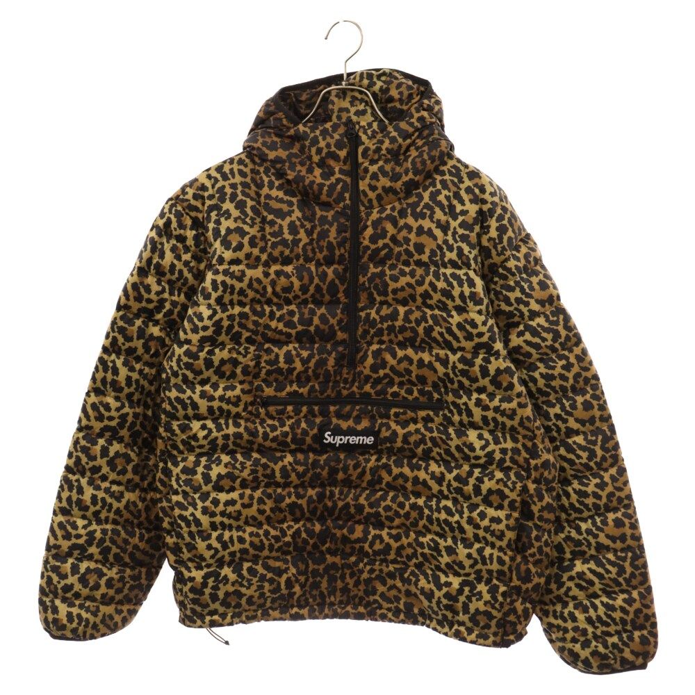 SUPREME (シュプリーム) 21AW Micro Down Half Zip Hooded Pullover Leopard  マイクロダウンハーフジッププルオーバー レオパード柄フーデッドダウンジャケット ブラウン - メルカリ