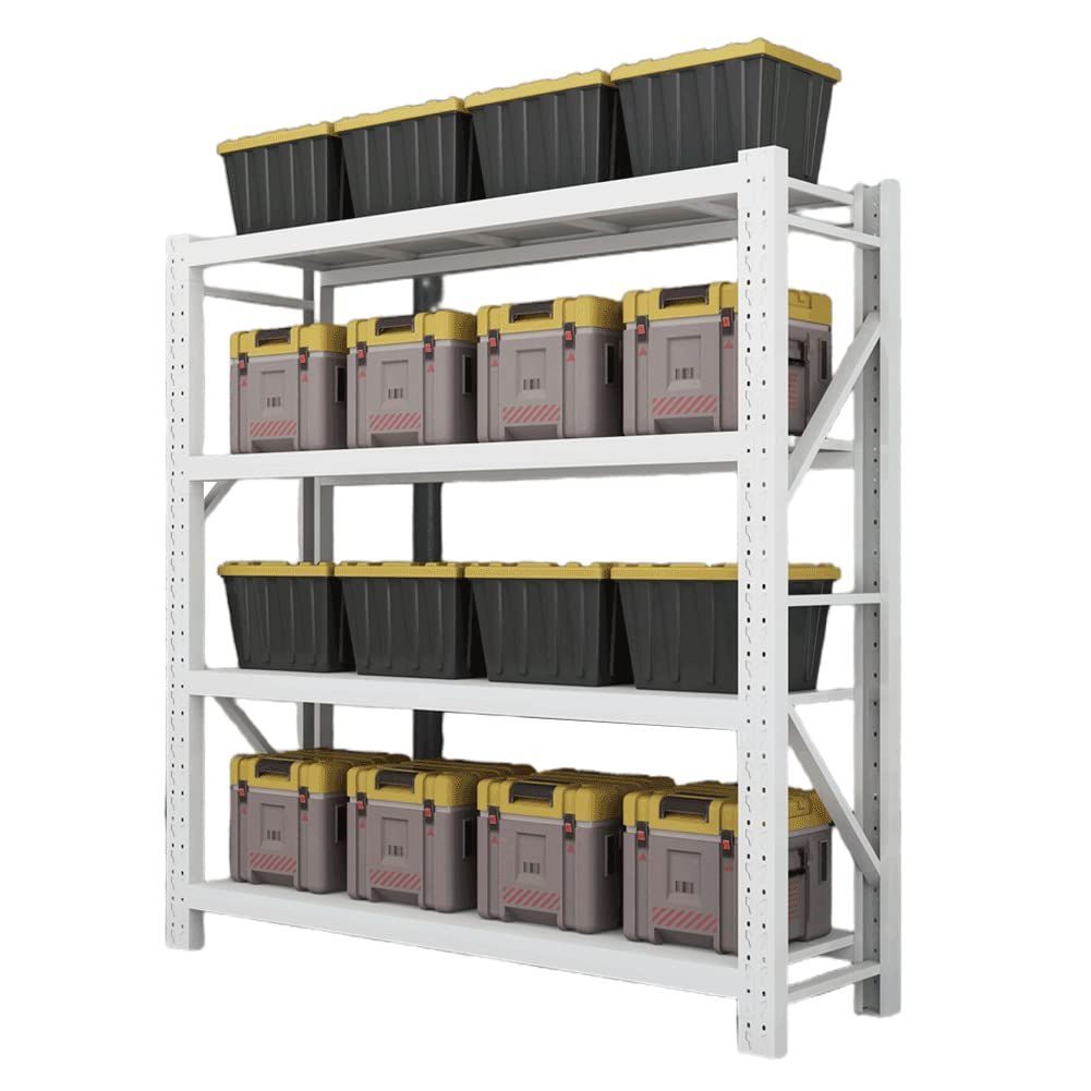 『大特価』 4段 メタルラック スチールラック 耐荷重500KG 業務用 収納 棚 LIVING ラック 組立簡単 高さ調節可能 連結可能 オープンシェルフ AKEMI 物置 作業台 倉庫用 ホワイト