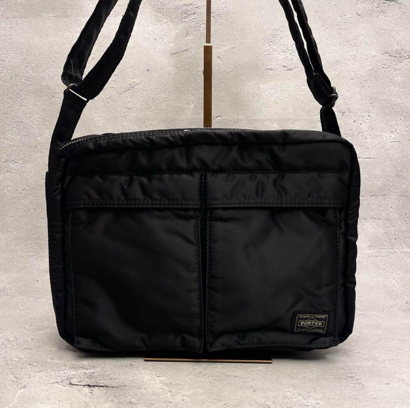 ✨美品 PORTER BLACK ポーター タンカー ショルダー バッグ 2層式 387