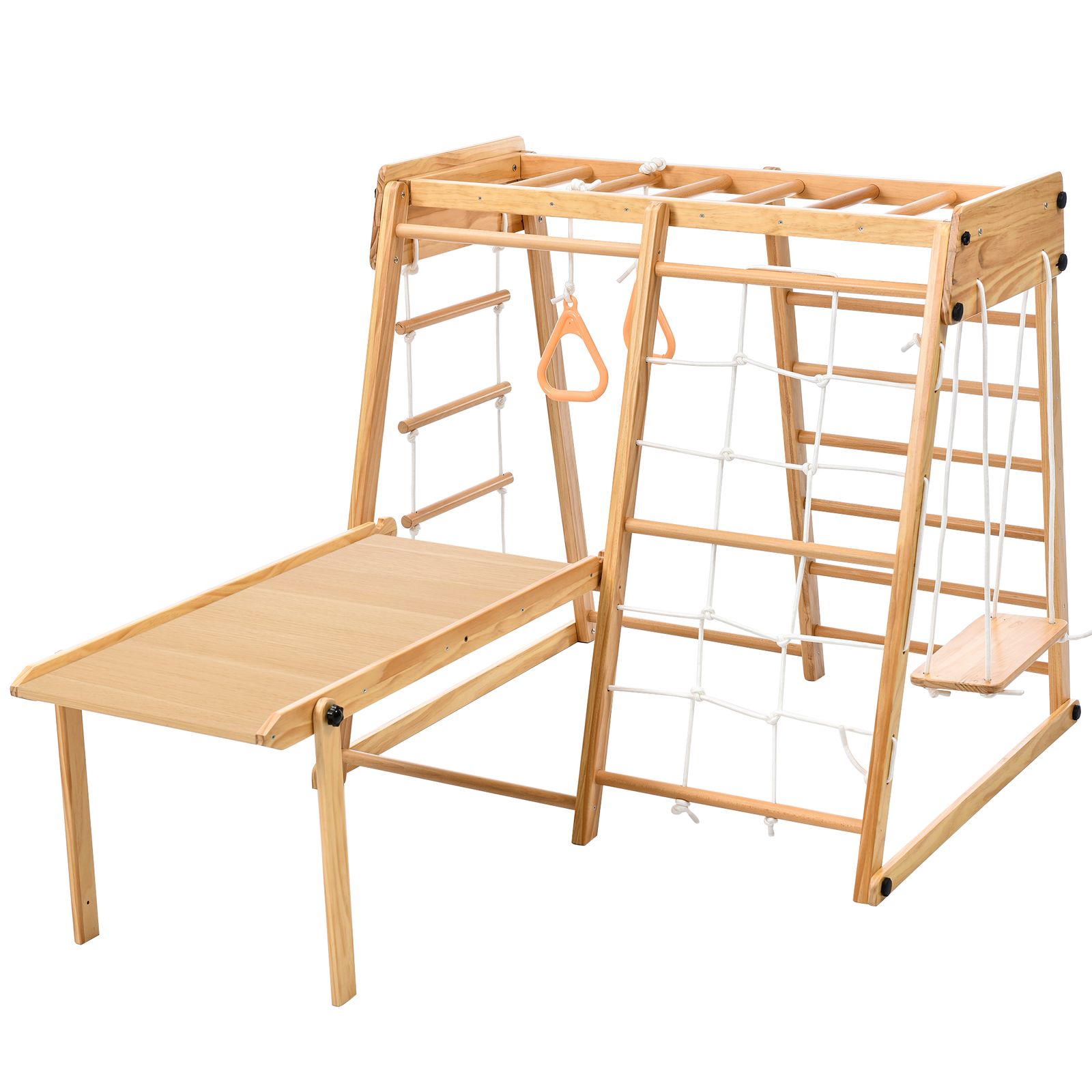 ジャングルジム 折りたたみ 9 in1 滑り台 室内　木製 大型遊具 天然木 耐荷重50kg　ギフト　誕生日プレゼント ジャングルジム 9in1 室内 室内遊具 折りたたみ ブランコ すべり台