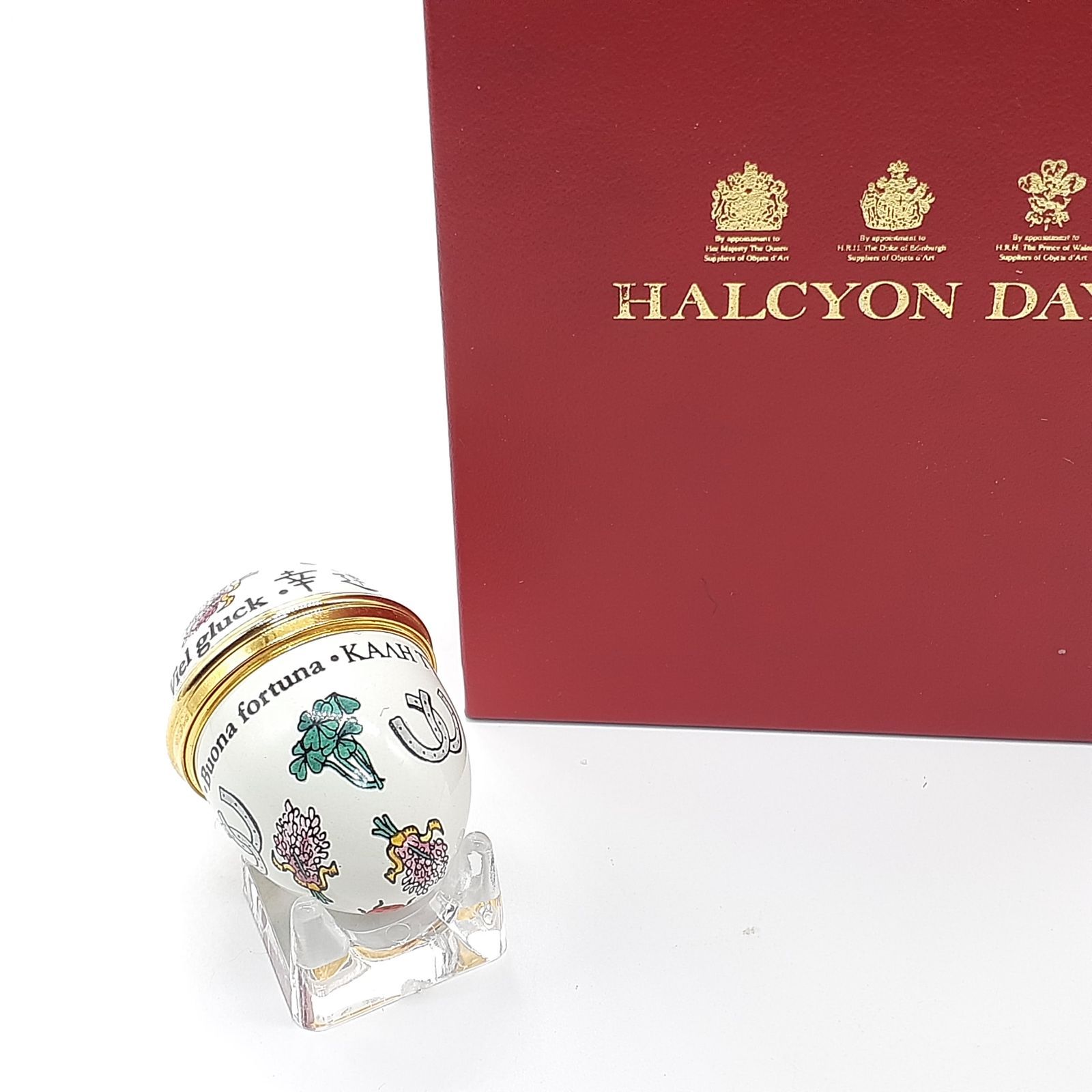 HALCYON DAYS ハルシオンデイズ イギリス 小物入れ ピルケース Good luck ミニエッグ エナメル