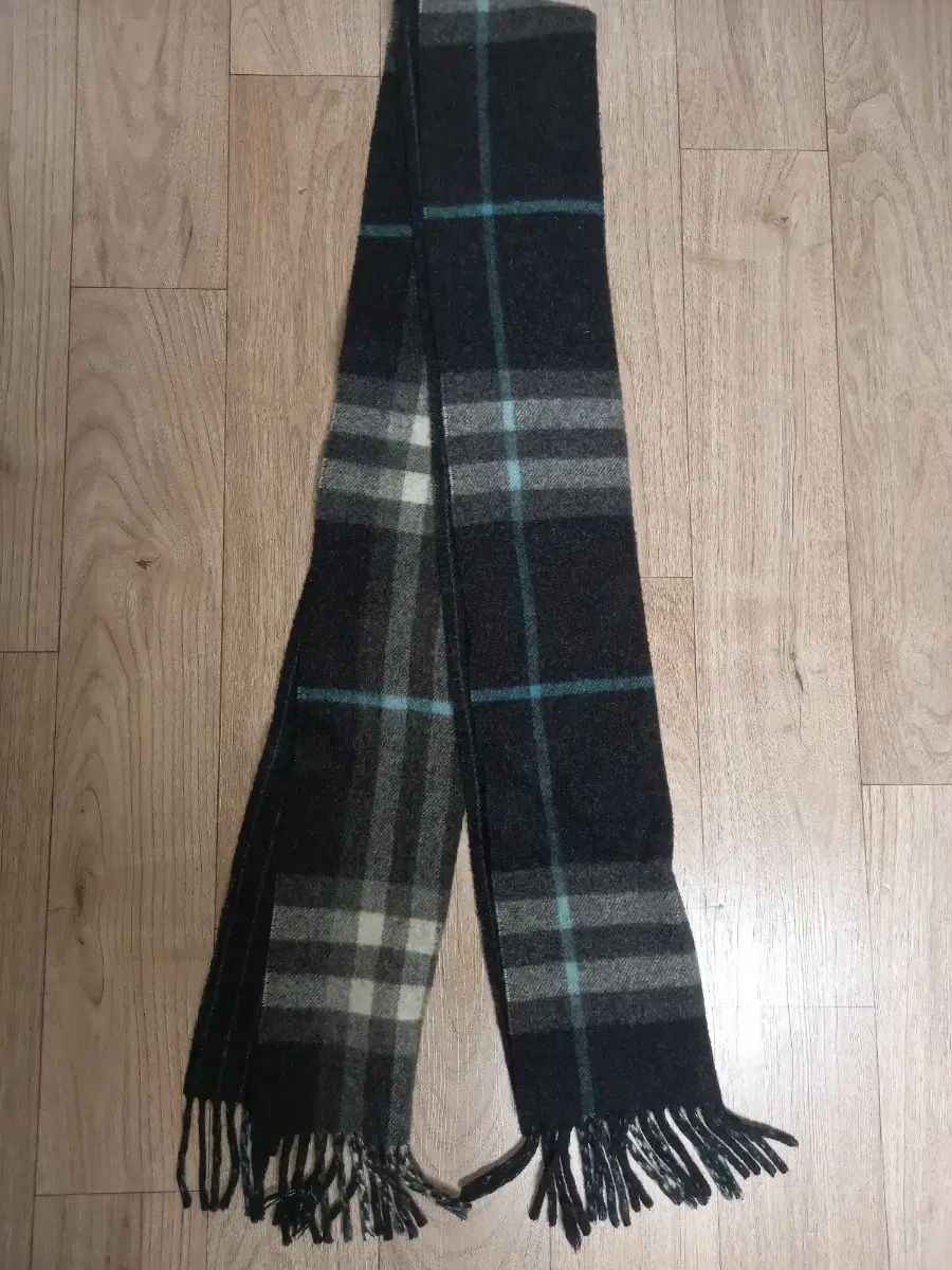 BURBERRY バーバリー チェック パターン マフラー ブラック ブルー 160 28