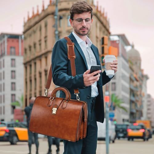 多様性のある バンニュス ビジネスバッグ メンズ 本革 ダレスバッグ 大容量 トートバッグ かばん男性用 ビジネス ドクターバッグ 弁護士バッグ 自立 15.6インチラップトップ収納 ブラウン 【送料無料】