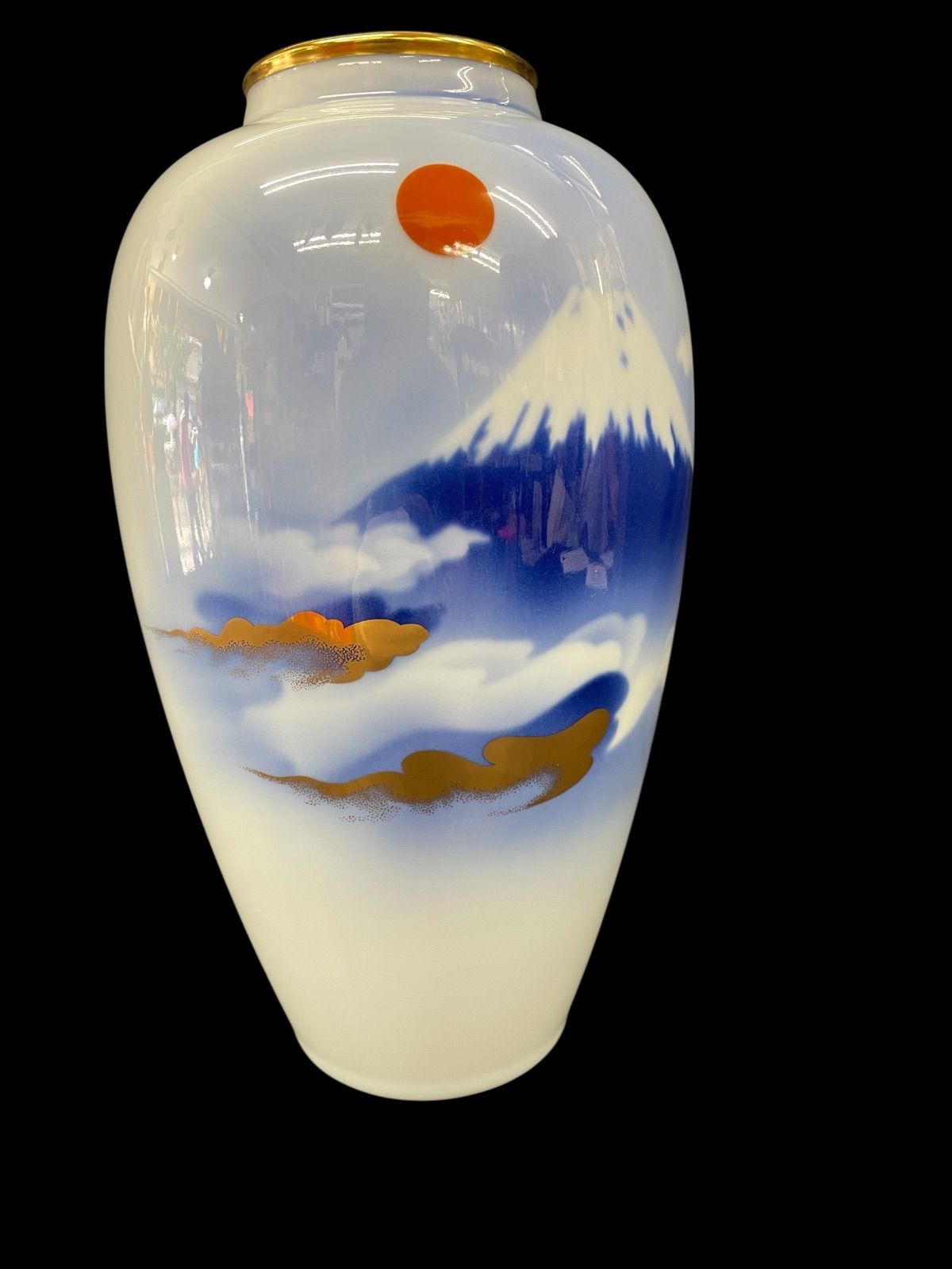 深川製磁 雲金光明富士 花生 花瓶 花器 富士