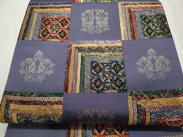 平和屋着物◎六通柄袋帯 唐織 吟上綿 寄裂市松文