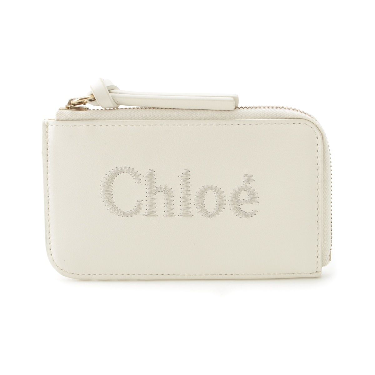 クロエ レザー ロゴ 刺繍 フラグメントケース コインケース 財布 ホワイト