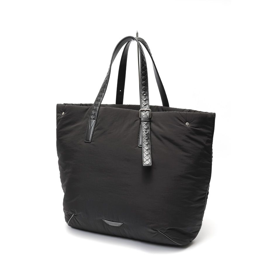 ボッテガヴェネタ | BOTTEGA VENETA クロスロード バックル トートバッグ 776201 パデッドナイロン|イントレチャートレザー ブラック 商品番号 K-159152