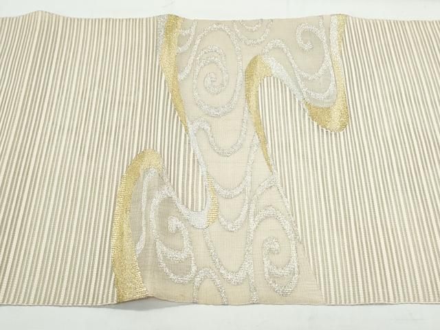 平和屋着物＊夏物 八寸名古屋帯 草花文 金銀糸 正絹 逸品 CAAW8974oy