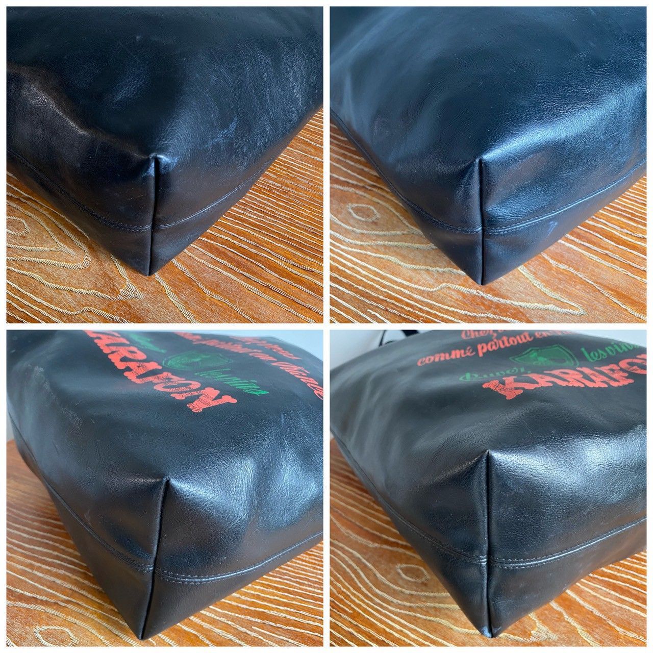 コムデギャルソン黒い合成皮革トートバッグ KARAFON コムデギャルソン黒い合成皮革トートバッグ KARAFON バッグ