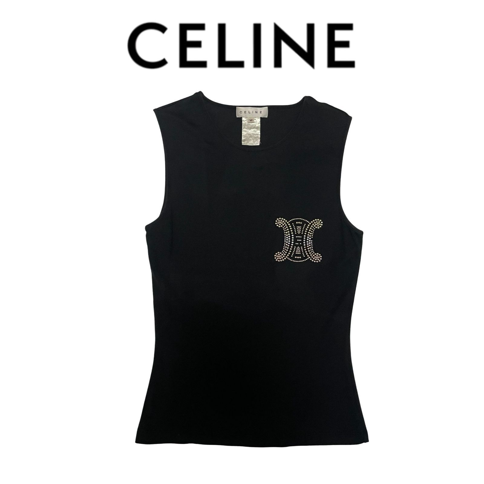 CELINE セリーヌ スタッズ トリオンフ レディース ノースリーブ タンクトップ ブラック黒
