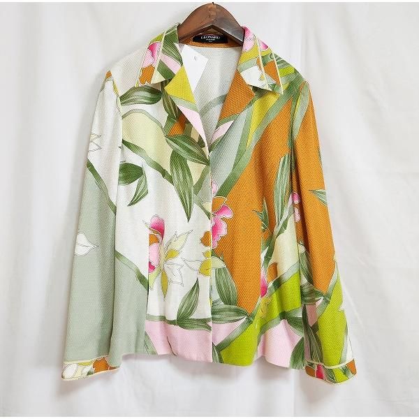 ★LEONARD レオナール ジャケット オレンジ系 イエロー系 花 レディース ☆LEONARD レオナール ジャケット オレンジ系 イエロー系 花 レディース