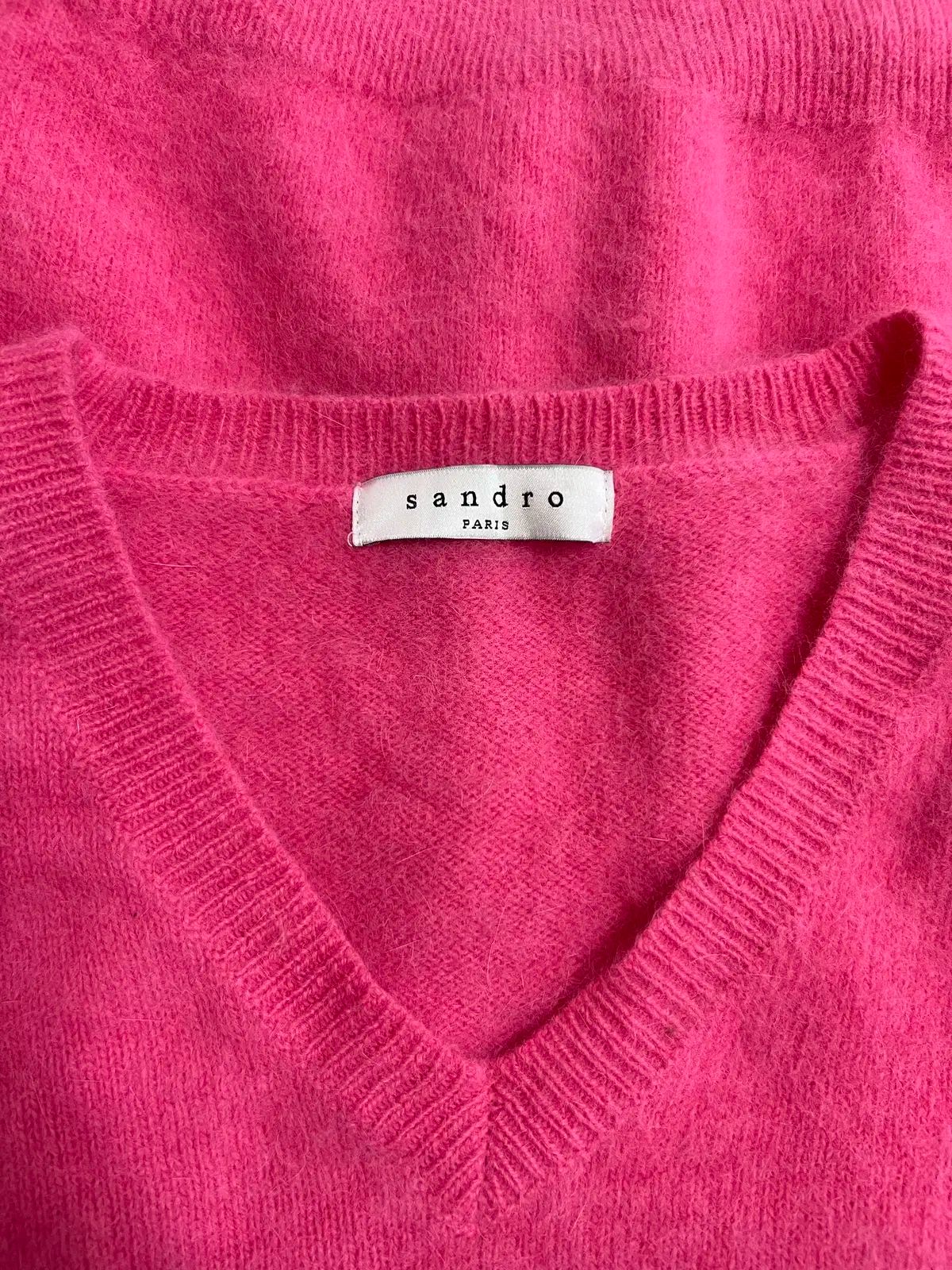 SANDRO サンドロ レディース ピンク アンゴラ Vネックニット 80 WWW_NOITHATQUANGTHANH_NET