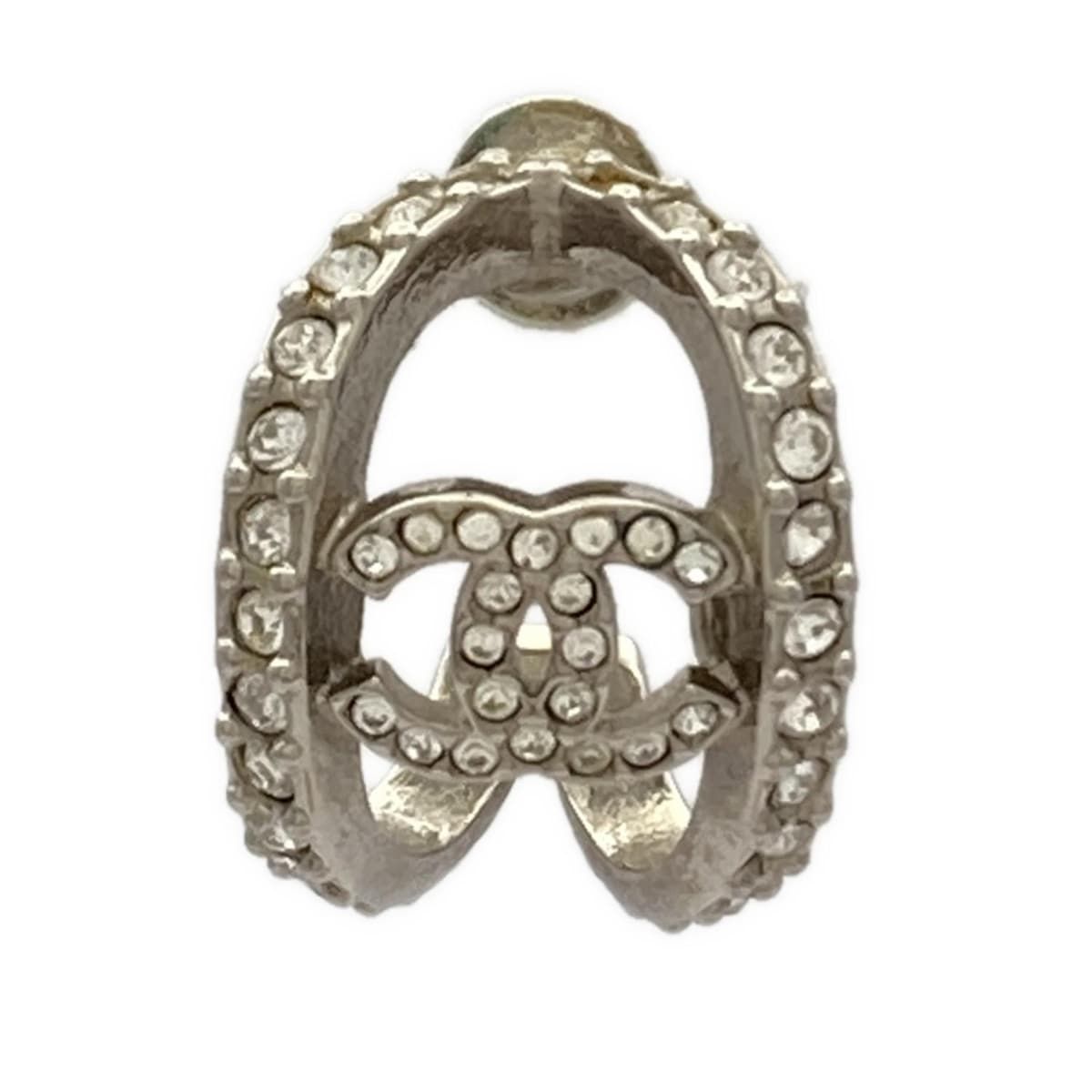 CHANEL シャネル ピアス ココマーク AB8870 シルバー×クリア フープピアス|片方のみ