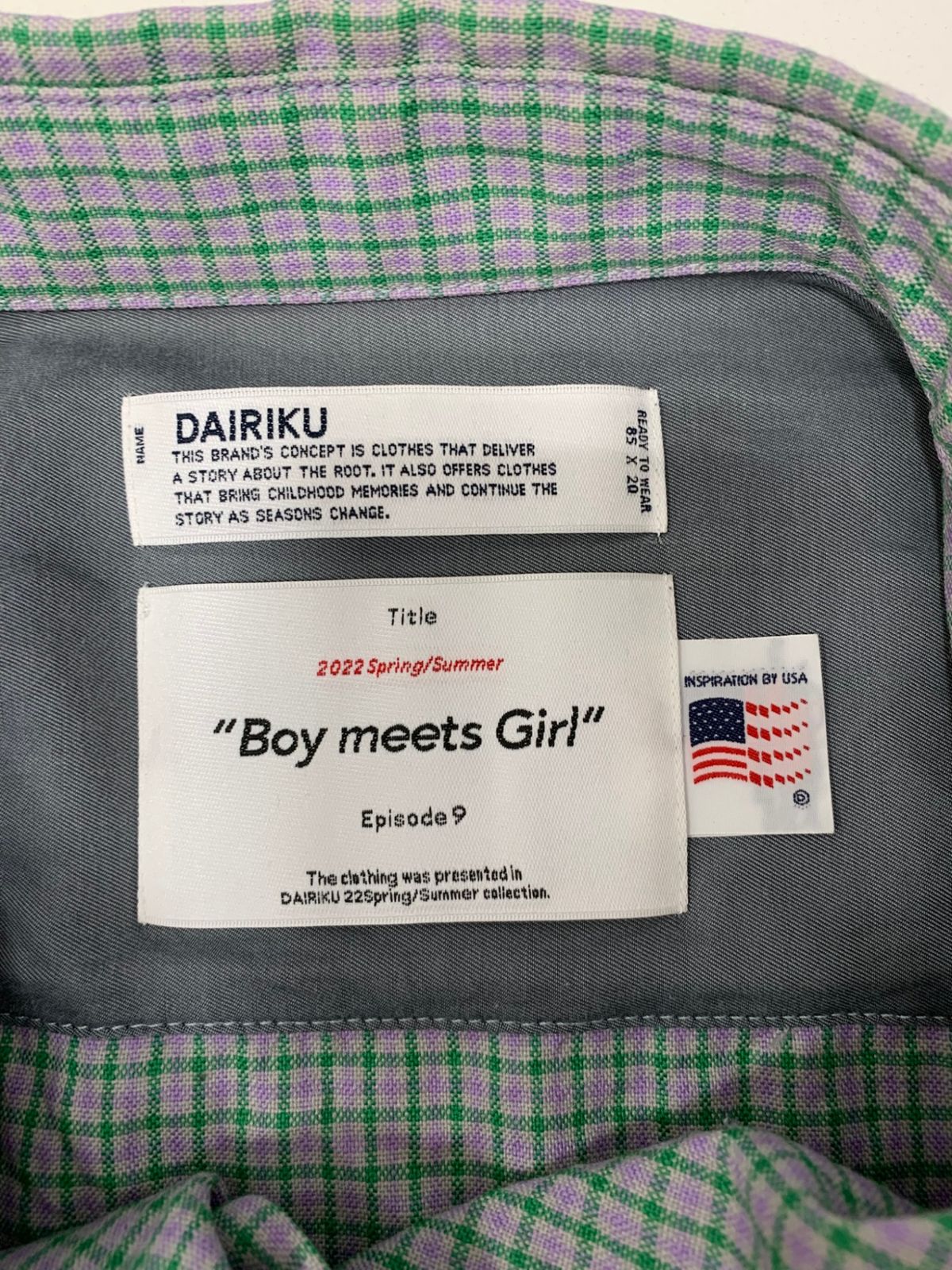 ダイリク DAIRIKU 22SS Boy meets Girl Check Shirt チェックシャツ 
