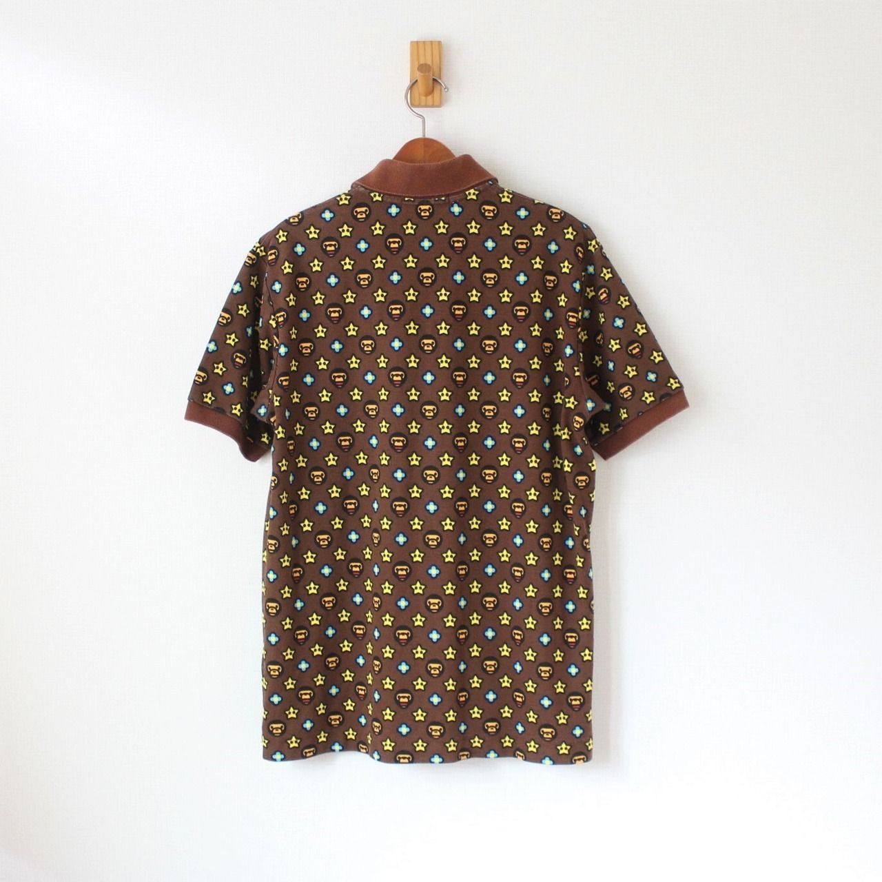 エイプ A BATHING APE ポロシャツ 星柄 スター柄 茶 A BATHING APE