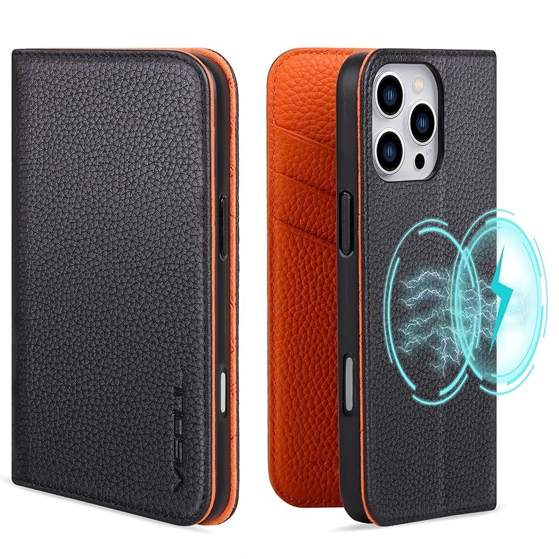 VISOUL iPhone16 Pro 対応 ケース 手帳型 本革 MagSafe対応 スマホケース アイホン16 Pro 手帳 アイフォン16 プロ 横置きスタンド機能付き レザー カード収納 携帯ケース 全面保護 マグネット携帯カバ