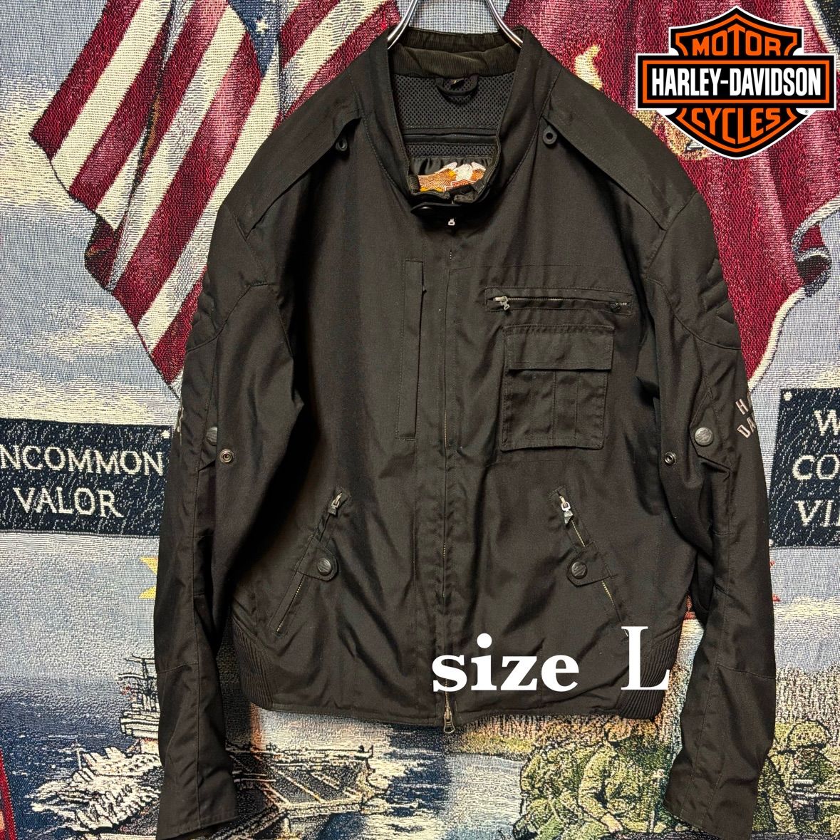 【古着】HARLEY-DAVIDSON(ハーレーダビッドソン) ライダースジャケット L 黒 US古着